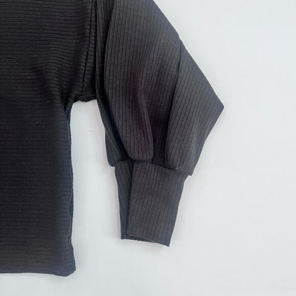 FINAL TOUCH RIBBED CREW NECK EXTENED LONG BELL SLEEVE CROP TOP SWEATSHIRT LARGE - Picture 2 of 9